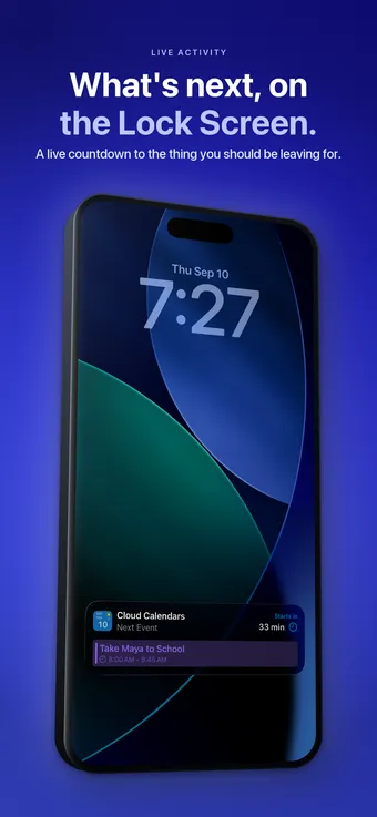 Lock Screen Live Activity showing the next event and time until it starts
